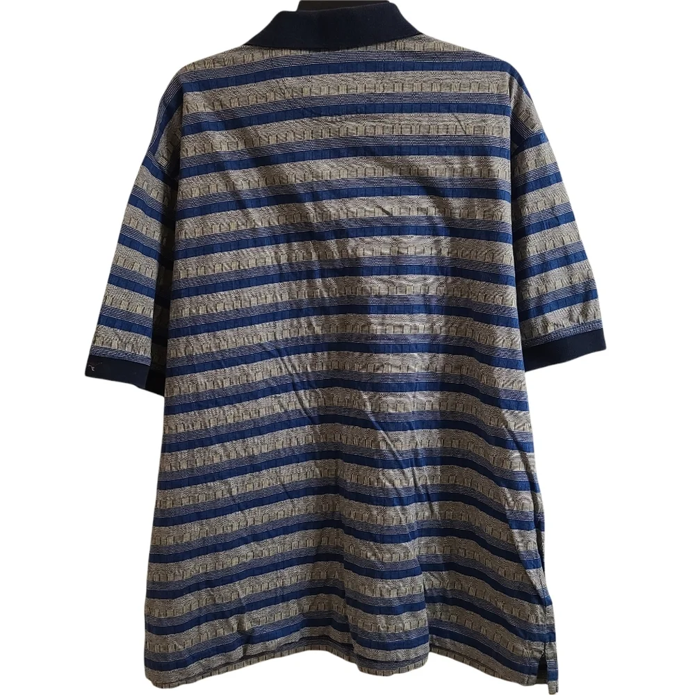Greg Norman Collection Mercerized Cotton Striped Shark Logo Golf Polo Shirt XL - Picture 2 of 5
